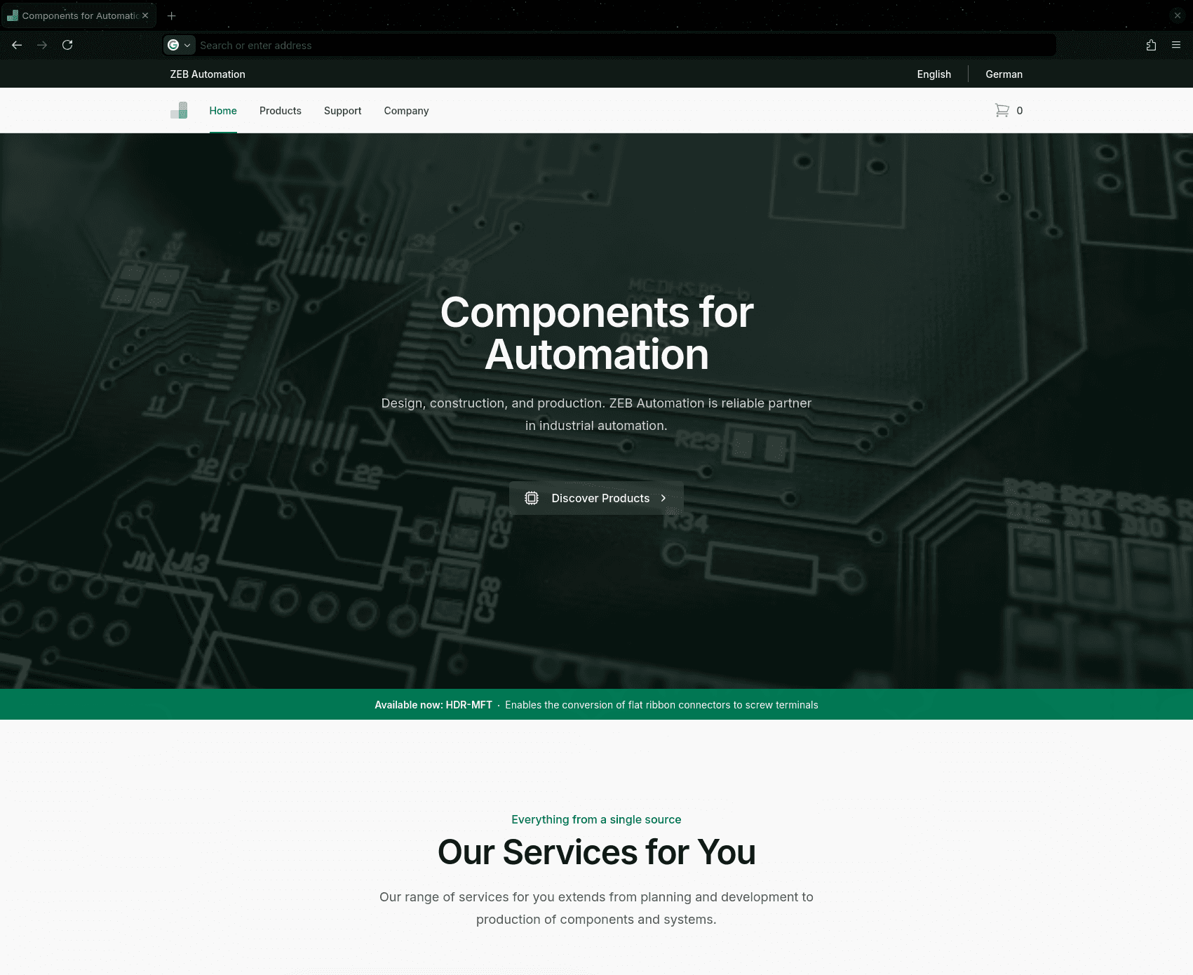 Company E-commerce screenshot